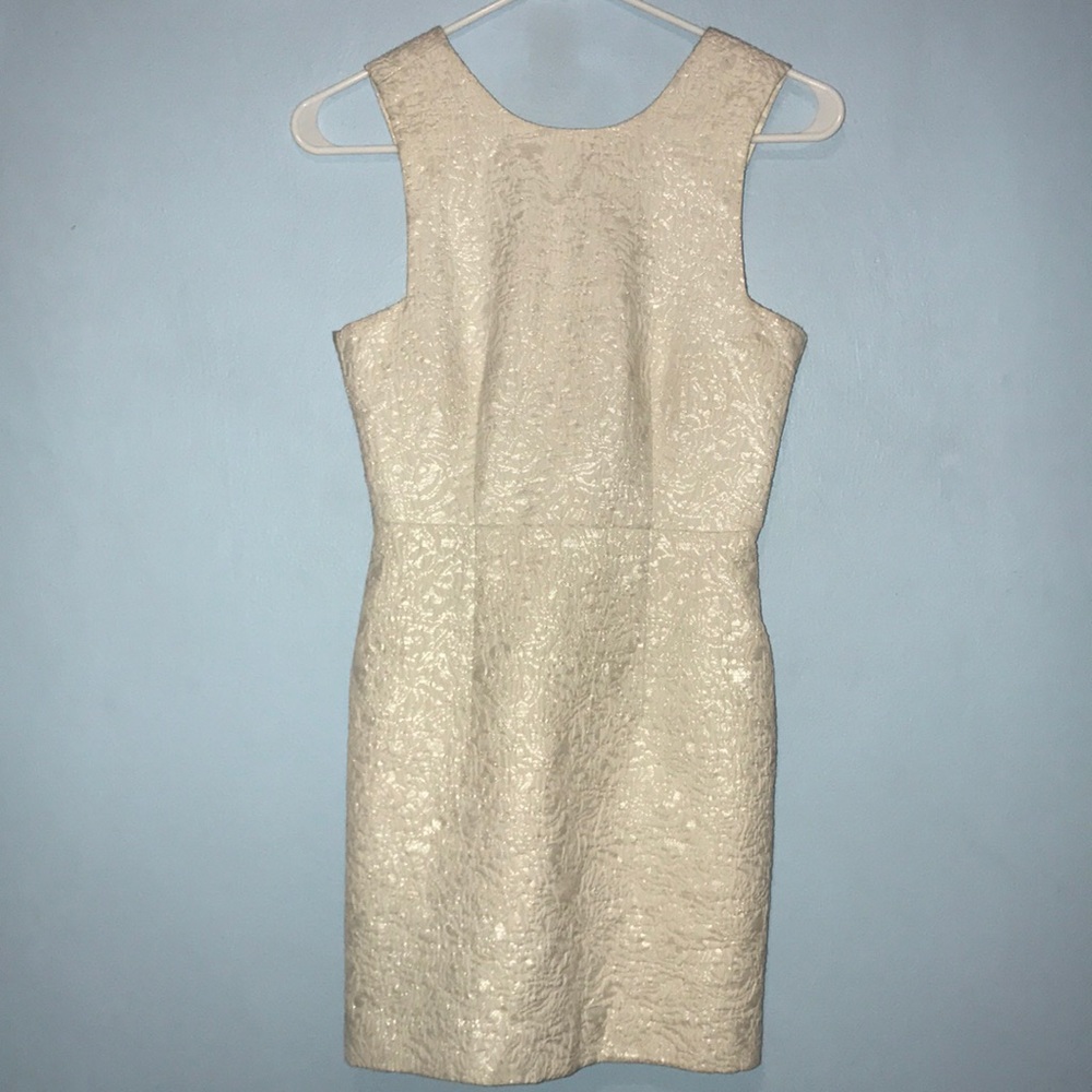 Cream Brocade Floral Dress